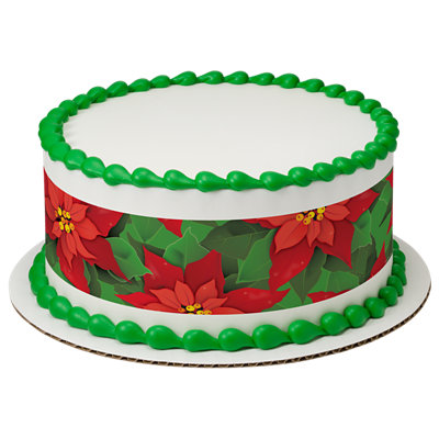 Poinsettias Strip Photo Cake - Image 1