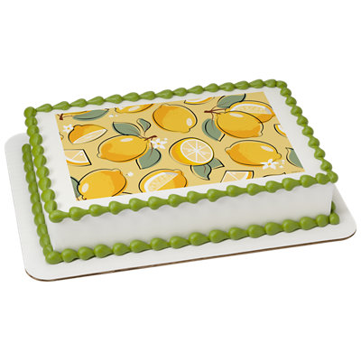 Lemon Pattern Sheet Image Photo Cake - Image 1