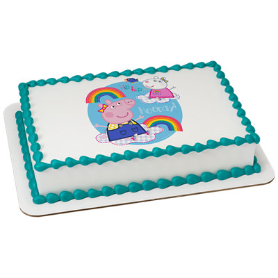 Peppa Pig Hip Hip Hooray Image Photo Cake - Image 1