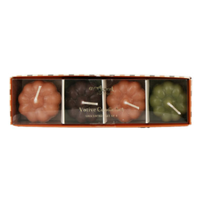 Overjoyed Boutique Set of 4 Unscented Mini Pumpking Votive Candles - Each - Image 1
