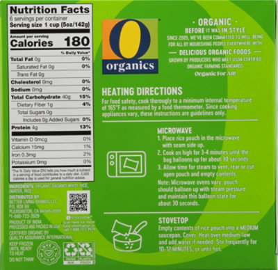 O Organics Rice Basmati Steam In Pouch 3-10 Oz - 3-10 OZ - Image 5