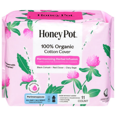 The Honey Pot Peri-menopause Day & Night Pad Support With Herbal Blend 11ct - 11 CT - Image 2