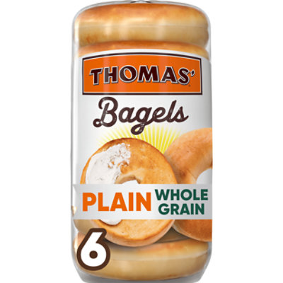 Thomas Bagels Plain Whole Grains - 18 OZ - Image 1