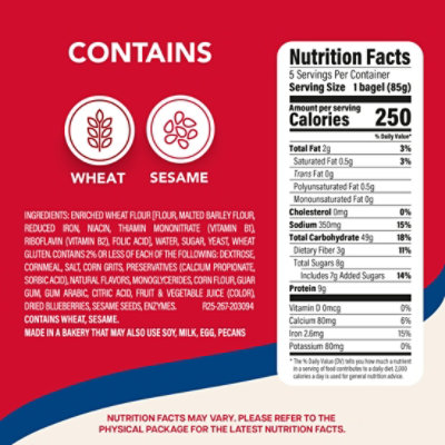 Sara Lee Deluxe Blueberry Bagels 5 Count - 15 OZ - Image 2