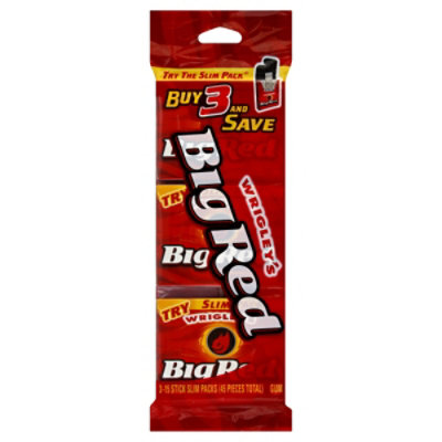 Wrigleys Big Red Cinnamon Gum Slim Packs- 3pk - 45 CT