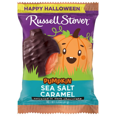 Russell Stover Pumpkin Dark Chocolate Sea Salt Caramel - 1.3 OZ - Image 1