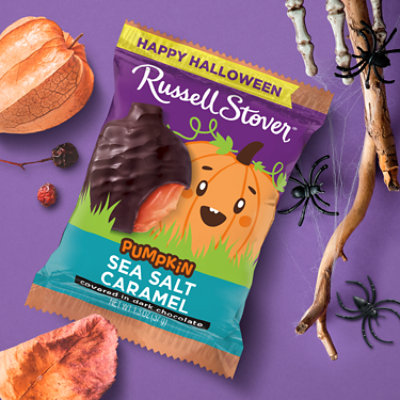 Russell Stover Pumpkin Dark Chocolate Sea Salt Caramel - 1.3 OZ - Image 4