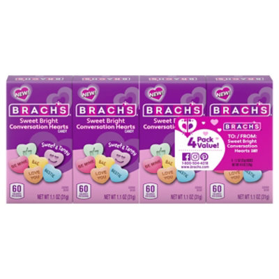 Brach Sweet Bright Conversation Hearts 4pk - 1.1 OZ - Image 1