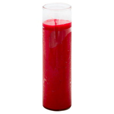Clear Glass Red Wax Candle - EA - Image 1