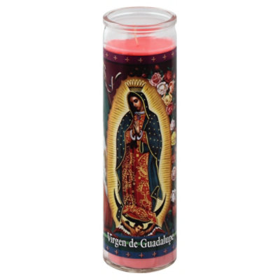 Virgen De Guadalupe Pink Wax Candle - EA - Image 1