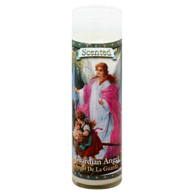 St Jude Candle Guardian Angel Scented White Wax - EA - Image 1