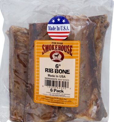 Smokehouse Dog Treats Beef Bones Rib Bone 6 Inch - 6 CT - Image 2