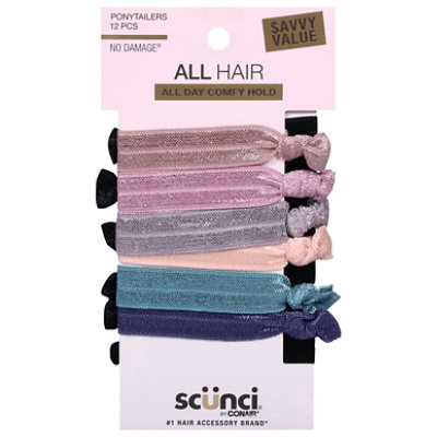 Scunci Ponytailers Knotted Ribbon No Damage Neutral Value Pack - 12 PK - Image 1