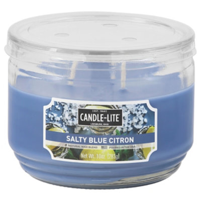 Candle-lite 3 Wick Jar Acetate Lid Salty Blue Citron - 10 OZ - Image 1