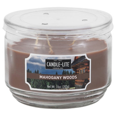 Candle-lite 3 Wick Jar Acetate Lid Mahogany Woods - 10 OZ - Image 2