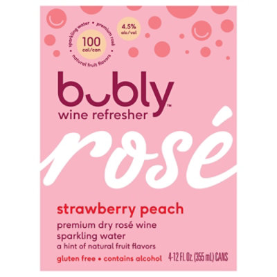 Bubly Wine Refresher Rose' Strbry Peach - 4-12 FZ - Image 1
