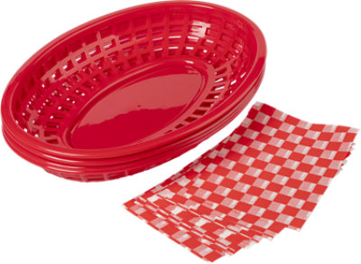 Signature Select Oval Serve Baskets With Liners - 4 Count - Image 1