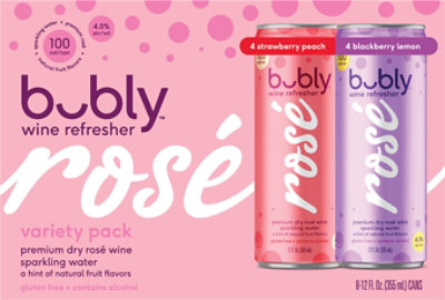 Bubly Wine Refresher Rose Variety Cans - 8-12 FZ - Image 1