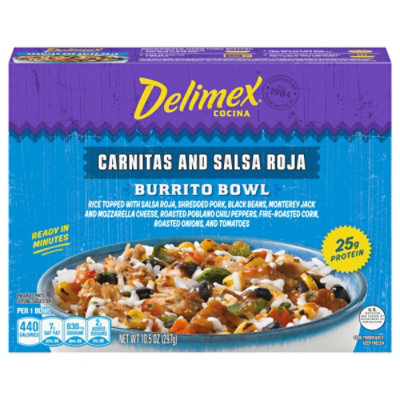 Delimex Carnitas And Salsa Roja Burrito Bowl, 10.5 Oz Box - 10.5 OZ - Image 1