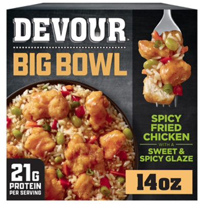 Devour Big Bowl Spicy Fried Chicken With Sweet And Spicy Glaze, 14 Oz Box - 14 OZ - Image 1