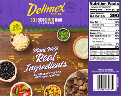 Delimex Seared Steak And Creamy Salsa Verde Burrito Bowl, 11 Oz Box - 11 OZ - Image 5