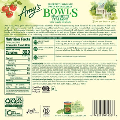 Amy's Spaghetti Italiano Bowl, 9.5oz - 9.5 OZ - Image 3