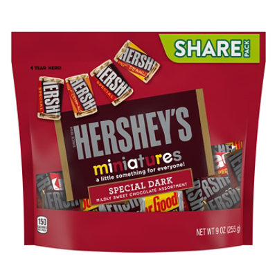 Hersheys Miniatures Special Dark Mildly Sweet Chocolate Assortment Share Pack Stand Up Bag - 9 OZ - Image 1