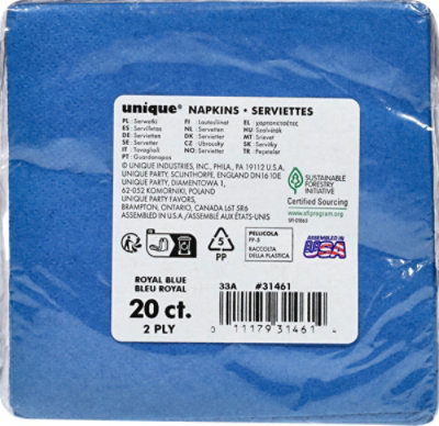 20 Royal Blue Beverage Napkins - 20 CT - Image 3
