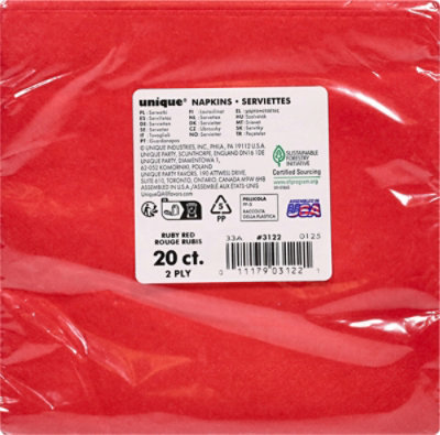 Ruby Red Lunch Napkins - 20 CT - Image 3