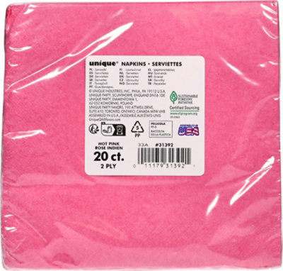 Hot Pink Lunch Napkins - 20 CT - Image 3