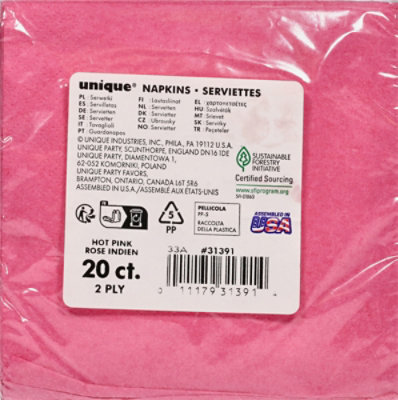 20 Hot Pink Beverage Napkins - CT - Image 3