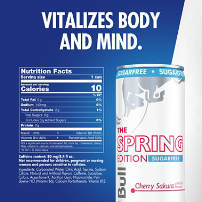 Red Bull Sugar Free Cherry Sakura Spring Edition Energy Drink - 8.4 Fl. Oz. - Image 4