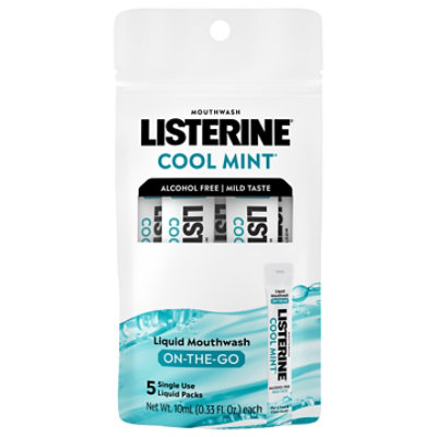Listerine Alcohol Free Mouthwash Sachet 10ml 5ct Travel Size - 5 CT - Image 1