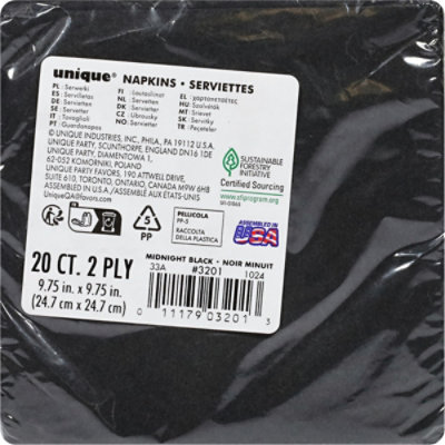 Unique Beverage Napkins Black - 20 CT - Image 3