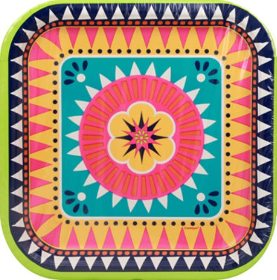Unique Boho Fiesta Square Plates 9in - 1 EA - Image 2