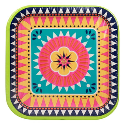 Unique Boho Fiesta Square Plates 9in - 1 EA - Image 1