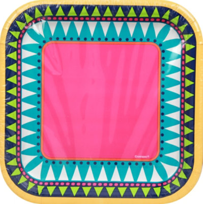 Unique Boho Fiesta Square Plates 7in - 1 EA - Image 1