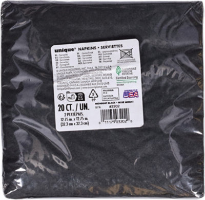 Unique Luncheon Napkins Black - 20 CT - Image 3