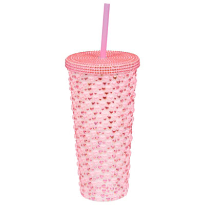 Neat Basics 22 Oz Heart Pearl Tumbler Pink - Each - Image 1