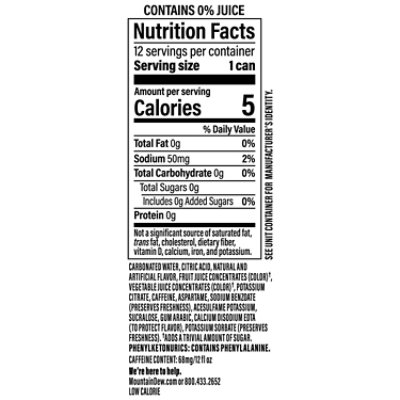 Mtn Dew Baja Cabo Citrus Zero Sugar - 12-12 Fl. Oz. - Image 3