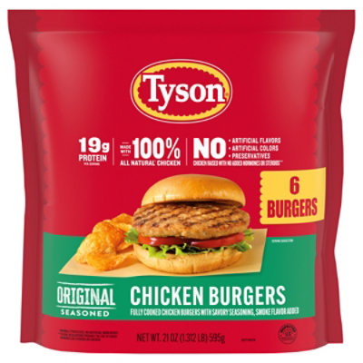 Tyson Original Seasoned Chicken Burgers 21oz - 21 OZ - Image 2