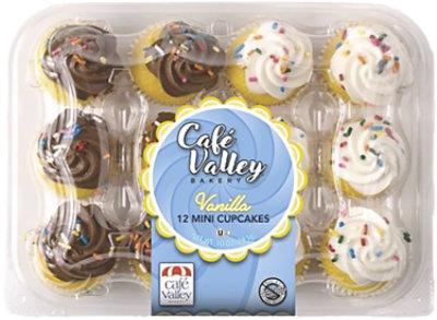 Cafe Valley Bakery Spring Vanilla Mini Cupcakes 12 Count - 10 OZ - vons