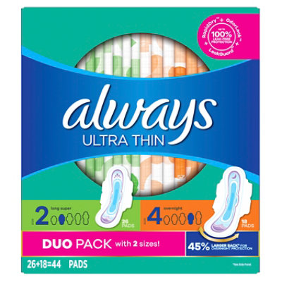 Always Ultra Thin Sz2 & Sz4 Duo Pack - 44 CT - Image 8