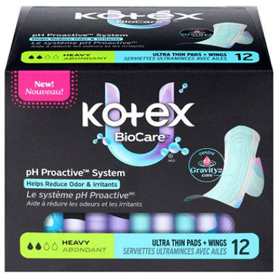 Kotex Biocare Ultra-thin Winged Heavy Pads - 12 Count - Image 2