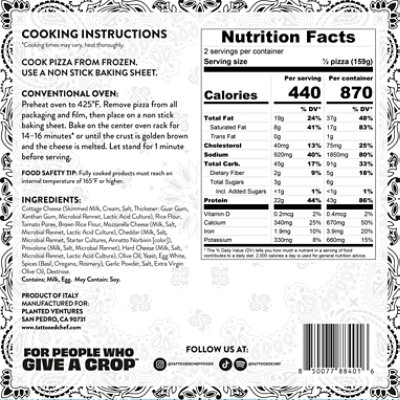 Tattooed Chef Cottage Cheese Crust 4 Cheese 11.25oz - 11.25 OZ - Image 2