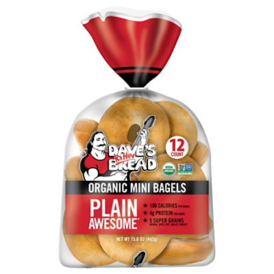 Daves Killer Bread Mini Plain Awesome Bagels - 12 CT - Image 2