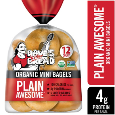 Daves Killer Bread Mini Plain Awesome Bagels - 12 CT - Image 3