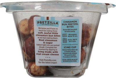 Pretzilla Soft Pretzel Cinnamon Bun Bites Tub With Cream Cheese Icing Cup - 10.5 OZ - Image 5
