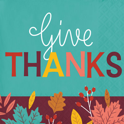 Signature Select Give Thanks Beverage Napkins - 16 Count - Image 1