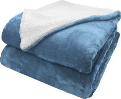 Signature Select Light Blue Velvet Sherpa Throw - Each - Image 1
